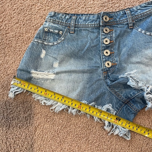 RUE 21 High-Rise Distressed ButtonFly Denim Shorts - Picture 7 of 8